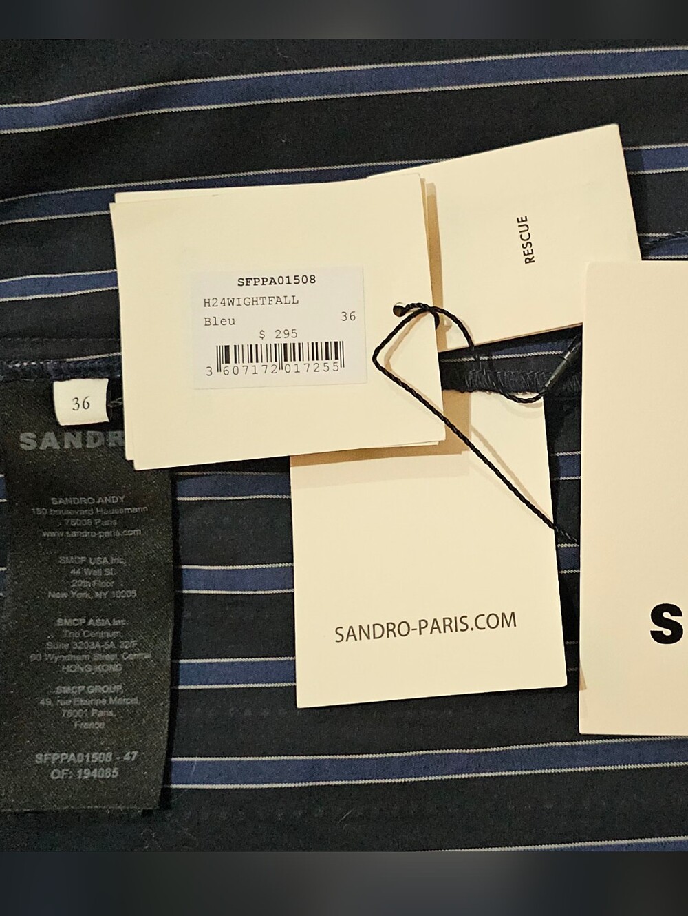 SANDRO Women's Navy Blue Striped Sparkly Embellished Wide-Leg Trousers. Size 36 - Picture 3 of 7